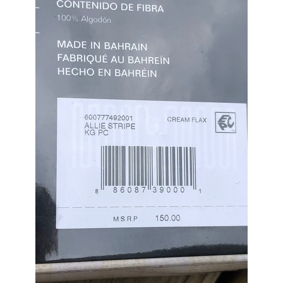 Ralph Lauren Allie KING Pillowcases PAIR Cream Flax Stripe Cotton NEW $150 - Picture 5 of 9